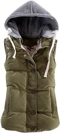 Yeokou Women's Slim Sleeveless Quilted Removable Hooded Winter Puffer Vest Coat