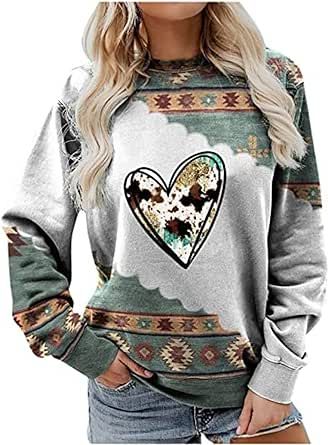 Women's casual Western ethnic long sleeved shirt top round neck sweatshirt Sweater Pullover