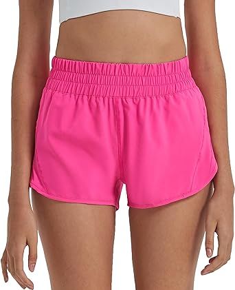 Attifall Running Shorts for Women,Women's Quick Dry Workout Sports Active Running Track Shorts with Elastic and Zip Pockets